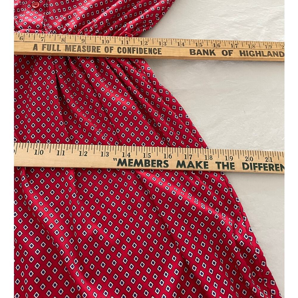Vtg 70s Sears Polyester Red Patterned Ruffle Dres… - image 6